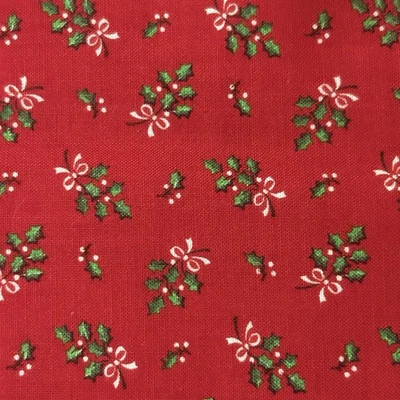 VINTAGE VIP CRANSTON HOLIDAY Mistletoe W Ribbon CHRISTMAS COTTON Quilt FABRIC - Image 1 of 4