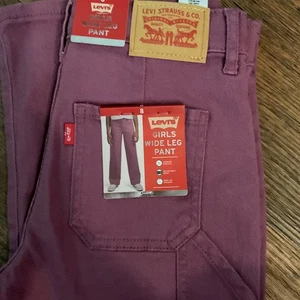 Levi's Mädchen weites Bein Stretch Denim Jeans Größe 8 Traube Nektar verstellbare Taille - Bild 1 von 2