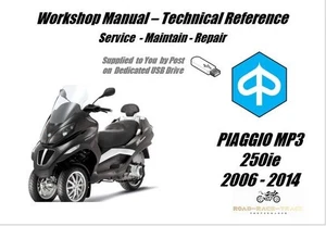 Piaggio MP3 250ie Manual de taller de reparación de servicio USB 2006-2014 - Imagen 1 de 12
