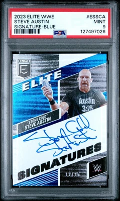 Panini Donruss Elite WWE Elite Signatures Steve Austin 2023 azul 12/25 PSA 9 Foto 1 de 2