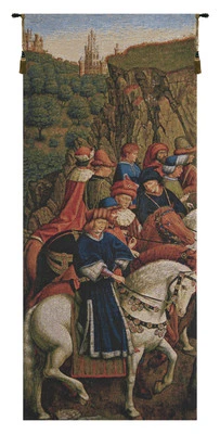 Just Judges Belgian Medieval Horses and Knights Woven Tapestry Wall Hanging - Image 1 of 4