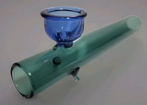 4.75" Inch Glass Steamroller Style Smoking Pipe Green Blue Free Screens - Picture 1 of 9