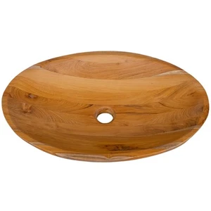 23.5" x 16" Vessel Sink Teak Wood Washbasin w/  Drainage Hole & Smooth Finish - Picture 1 of 10