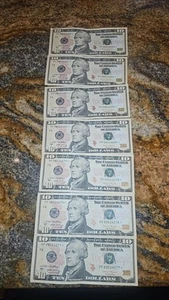 (7) Consecutive 2017 $10 Ten Dollar Star Note CHOICE CRISP CIRCULATED *PF's* - Picture 1 of 3