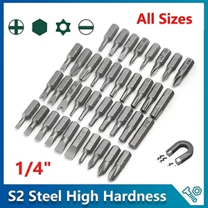 1/4" Magnetic Impact Drill Driver Hex Phillips Slotted Torx Mini Screwdriver Bit - Picture 1 of 23