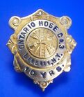 Vintage Liberty NY Ontario Hose Co. Fire Department 10 Years of Service Pin