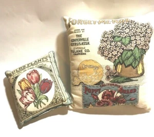 Vintage Handmade Accent Pillows Garden Theme French Country Style - Picture 1 of 12