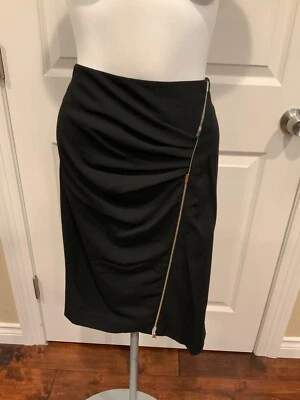 Escada Black Wool Ruched Zipper Front Pencil Skirt, Size 8 (US) 40 (EU) - Image 1 of 4