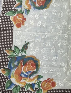 Vintage Lady’s 10” Rainbow Rose Sheer HANDKERCHIEF Floral Hanky Mid century - Picture 1 of 4