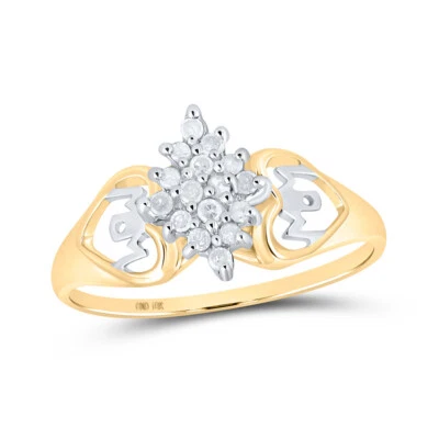 10K Yellow Gold Womens Round Diamond Mom Heart Cluster Ring 1/6 Cttw - Image 1 of 2