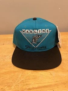 Vtg 90s Florida Marlins Snapback Hat Blockhead MLB Genuine Merchandise NOS - Picture 1 of 5