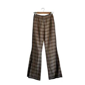 Nanushka Brown Plaid Print Pants - Picture 1 of 7