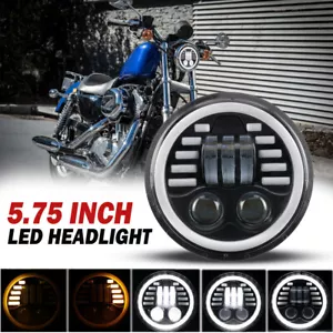5.75" LED H4 Round Headlight For Harley Street Bob Super Wide Glide Low Rider US - Bild 1 von 12