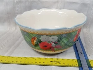 Pioneer Woman Green Plaid 8" Mixing Bowl Floral - Picture 1 of 3