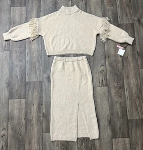Happily Grey sweater skirt set tan western cowgirl cowgirl cozy Women’s Size M - Picture 1 of 12