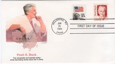USPS FDC #1848 1983 5¢ Pearl Buck #1894 1981 20¢ Flag Over Supreme Court ST2597 - Image 1 of 2