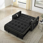 55.5&quot; Convertible Sleeper Sofa Bed Velvet  2 Seater Loveseat Sofa Couch w/Pillow