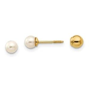 Madi K Kid's Earrings 14k Reversible 3.75-4mm FW Gold Bead, 0.19 gram - Picture 1 of 3