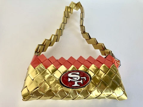 Vintage 49ers Purse Hand Bag Recycled Candy Gum Wrappers NFL San Francisco 49ers Cover
