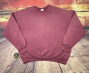 Vintage Raglan Crewneck Sweatshirt Blank MJ Soffe Faded Maroon Grunge Mens 2XL - Picture 1 of 12