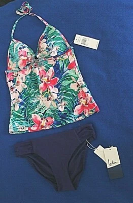 Island Soul Tankini Top size S/3,4 and Leilani Navy Blue Bottoms Sz 6 - Image 1 of 2