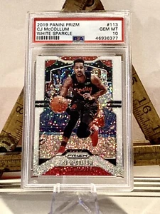 Cj McCollum White Sparkle Panini Prizm PSA 10📈#113 Blazers POP 1💎SSP 2019 - Picture 1 of 2