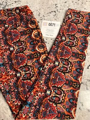 Leggings LLR Talla Única Nuevos con Etiquetas Quemado Siena/Azul/Púrpura/Amarillo Polinesio Vibraciones Foto 1 de 4