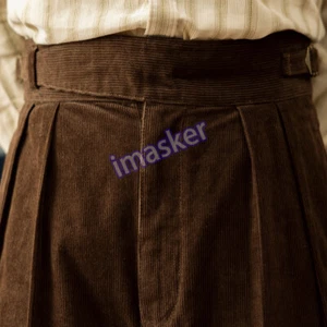 Pantalones Gurkha de Pana Vintage Tornado Rojo Grueso Plisado Retro Pantalones Británicos - Imagen 1 de 30