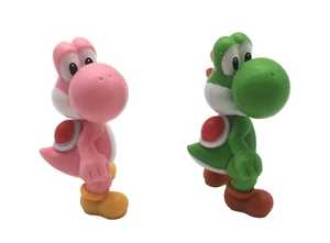 2x NINTENDO Super Mario YOSHI Figuren grün & rosa 6,5 cm Joshi Sammelfigur world - Bild 1 von 6