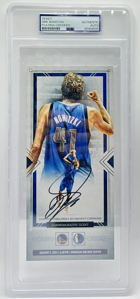 Dirk Nowitzki Signed #41 Jersey Retirement Ticket Stub Psa/Dna Dallas Mavericks - Image 1 of 3