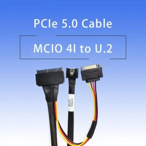 MCIO 4I(38pin) to U.2 (SFF-8639)  PCIe5.0 Cable L=0.7m - Picture 1 of 5