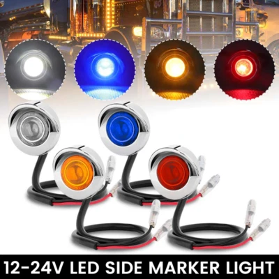 10-50X Mini Round LED Side Marker Lights Bullet Lamp Car Truck Lorry Bus 12V-24V - Image 1 of 4