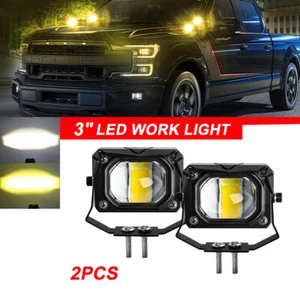 Pair 3"Inch Dual Color LED Work Light Pod Yellow White Driving Spot Fog OffRoad - Bild 1 von 9