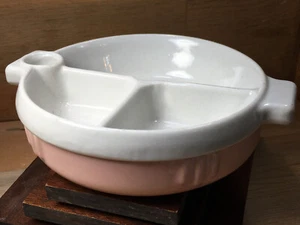 1940's Hankscraft Ceramic Baby Food Warmer Divided Dish Hot Water Reservoir MCM - Imagen 1 de 7