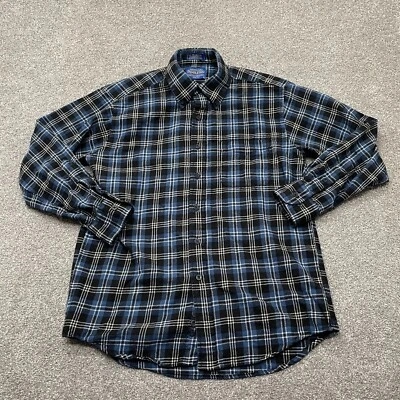 Pendleton Shirt Medium Blue Plaid Wool Flannel Made USA Sir Pendleton Mens - Image 1 of 4
