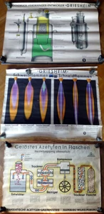 3 chemisch-physikalische Lehr/Werbe-Plakate zu Hochdruck, Schweißen u. Azetylen - Bild 1 von 4