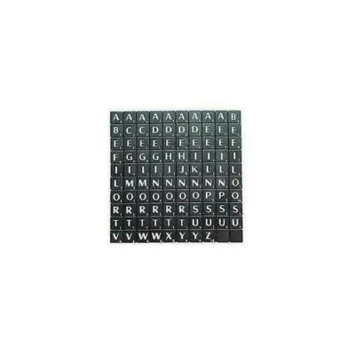 TILES BLACK/WHITE LETTERS FULL SET 100 PIECES -PLASTIC BLACK COLOURED - Image 1 of 4