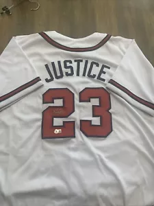 Dave Justice Signed Atlanta Braves Jersey (Beckett) 2xWorld Series Champion / OF - Picture 1 of 2