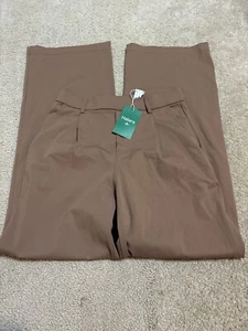 HALARA High-waisted Straight Leg Work Pants with Pockets Brown S Small NWT - Picture 1 of 3