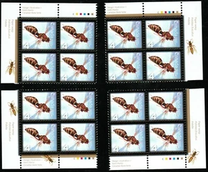 Canada sc#2406 Beneficial Insects: Paper Wasp, Match Set Imprint Block, Mint-NH - Picture 1 of 2
