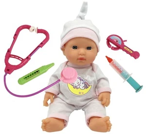 10" Baby Doll Doctor Set for Kids – Newborn Doll in Unicorn Hospital Clothes - Picture 1 of 7