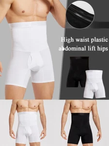 Mens Compression High Waist Boxer Shorts Tummy Slim Body Shaper Girdle Pants - Picture 1 of 15
