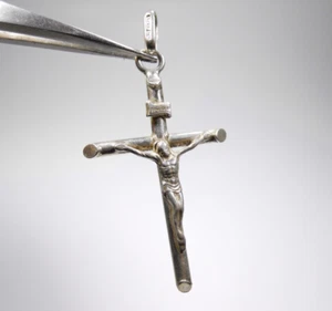 VINTAGE JESUS AM KREUZ RELIGIÖS CHRISTLICH ANHÄNGER CHARM STERLINGSILBER 925 - Bild 1 von 7