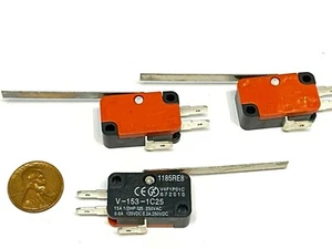 3 Micro Limit Switch 2" 50.8mm Lever V-153-1C25 15A spdt long straight WD b23 - Picture 1 of 4