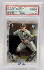Andrew Vaughn 1st Bowman 2019 Bowman Draft Chrome - No Ball #BDC100 PSA 10 - Picture 1 of 3