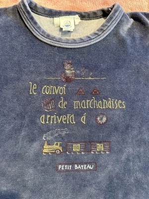 Petit Bateau de colección Pijama tren terciopelo azul marino para bebé niño pequeño niño talla 2A ¡Raro! ¡Bonito! Foto 1 de 4