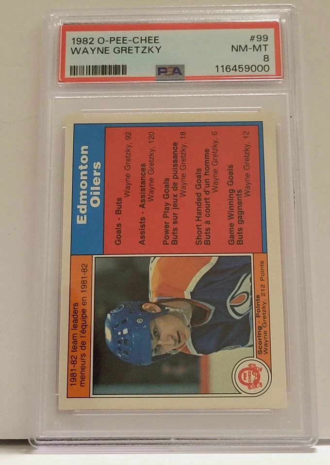 1982-83 PSA 8 Wayne Gretzky.    Engrasadores O Pee Chee Team Leaders #99 Foto 1 de 2
