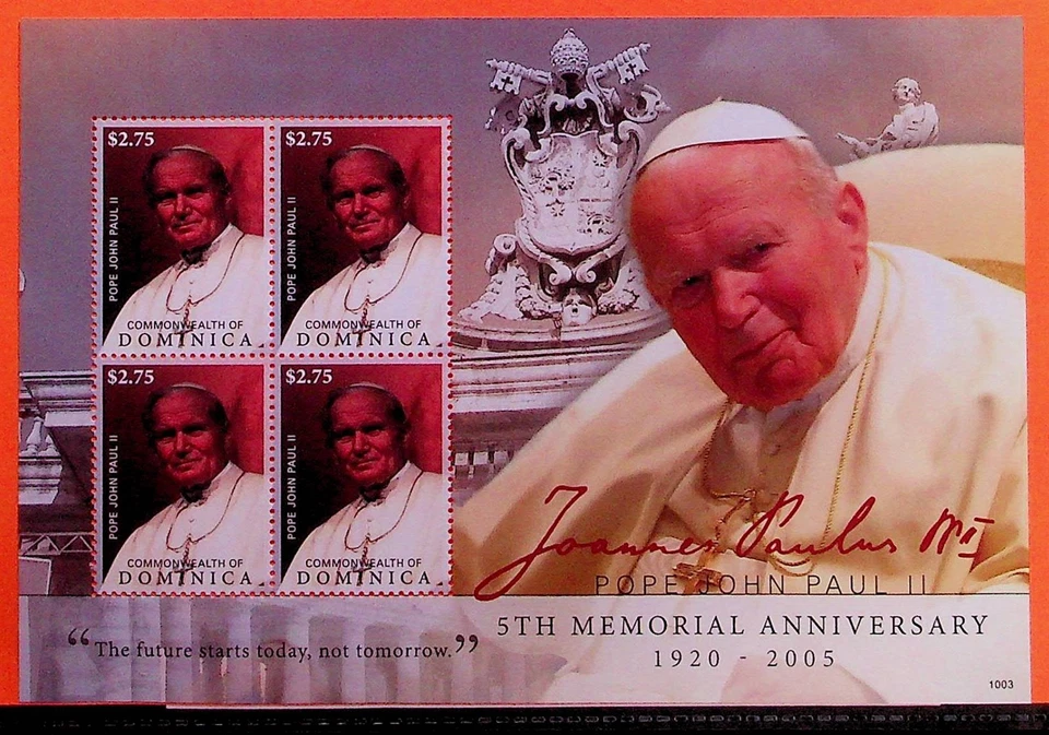 DOMINICA Sc 2726 NH MINISHOJA DE 2010 - PAPA JUAN PABLO II - (ZN25) Foto 1 de 1