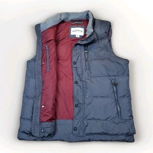 Orvis Goose Down Puffer Vest Mens Size Medium Gray Full Zip Outdoors Hiking - Picture 1 of 15