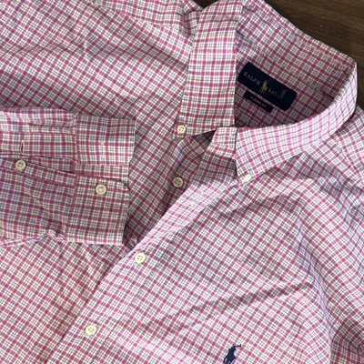 Polo Ralph Lauren Pink Preppy Plaid Button Down Shirt Mens 2XLT Fall EUC - Image 1 of 4